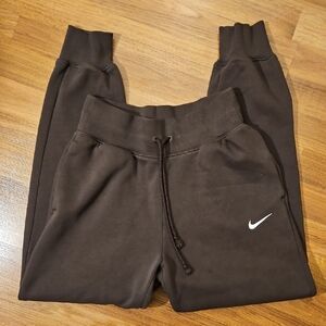 Nike Chocolate Brown Joggers with White Logo